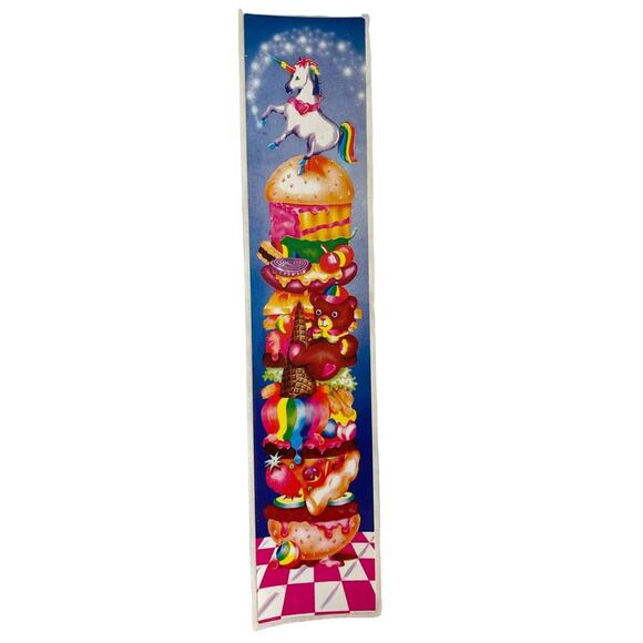 Lisa Frank Vintage Unicorn Sticker On Top of a Hamburger with a Bear - Picture 1 of 4